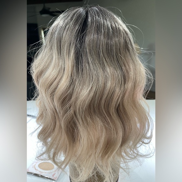 HAIR, 12” long, with bangs, crimped/wavy, dark gray to blonde ends - Picture 5 of 9